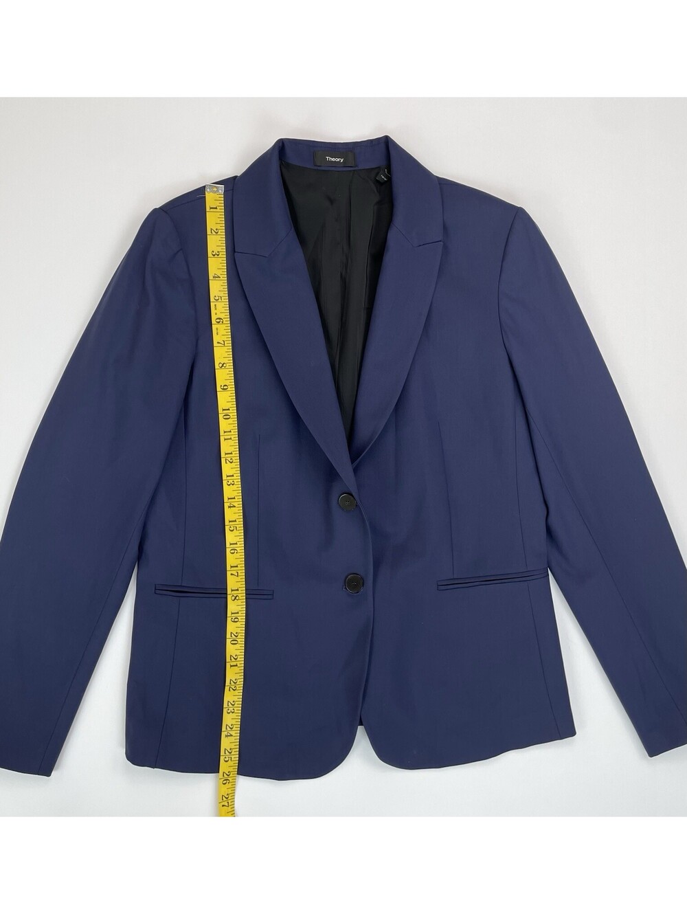 Theory Nichelle 2 Sea Blue Traceable Wool Stretch Blazer Suit Jacket Size 12 - Picture 5 of 9